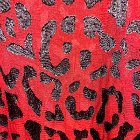 Alice + Olivia Red Willa Placket Leopard Print Blouse Small - Picture 8 of 9
